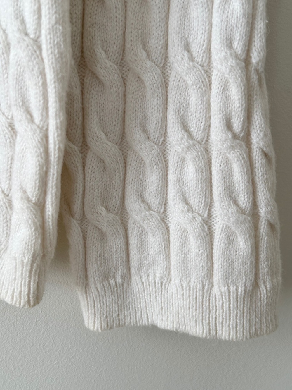 Nordstrom Cream White Organic Cotton & Merino Wool Cable Knit Crewneck Sweater - Picture 7 of 16